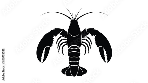 Minimalist black crayfish silhouette symbol isolated on white background