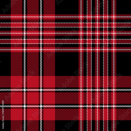 beautiful plaid tartan black red white pattern. It is a seamless repeat plaid vector. Design for decorative,wallpaper,shirts,clothing,dresses,tablecloths,blankets,wrapping,textile,Batik,fabric,texture