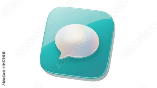 Isolated message bubble graphic icon for communication or social media design in teal and white