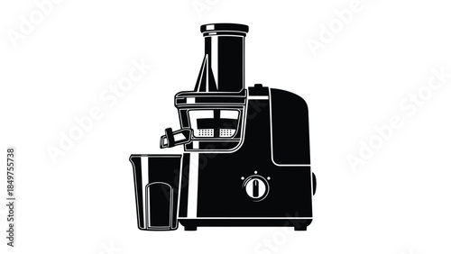 Black silhouette of a juicer machine isolated on white background
