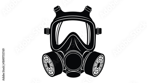 Black gas mask silhouette icon symbol vector flat design isolated on white background