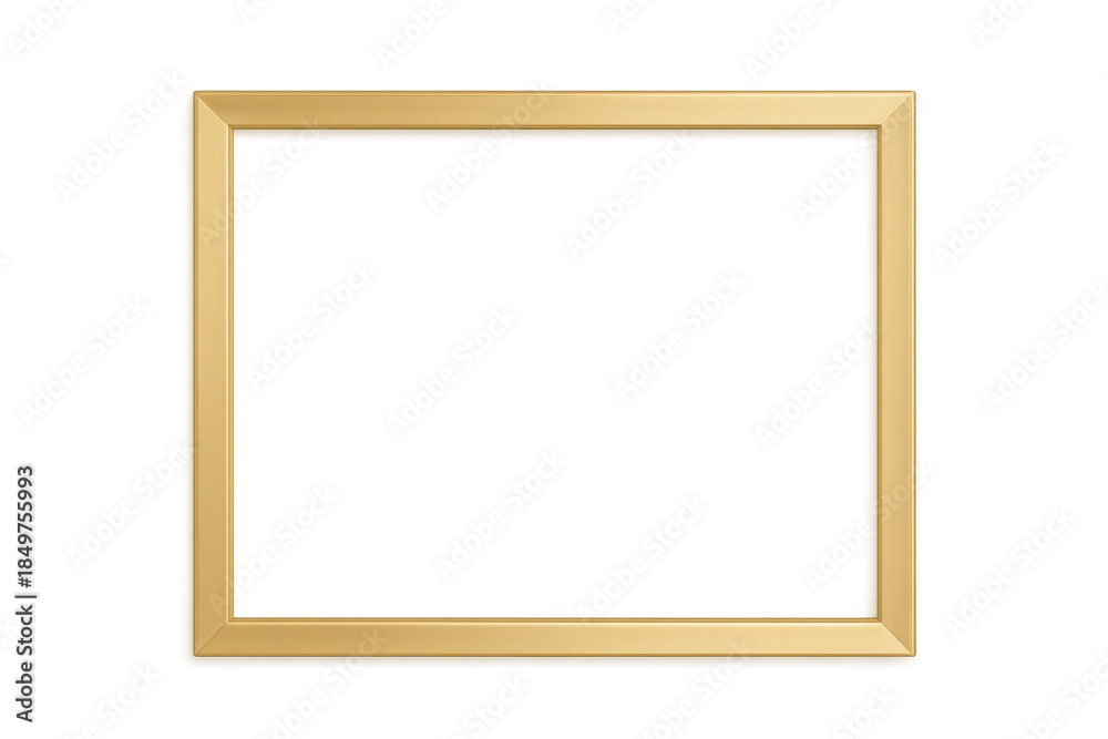 Obraz premium Golden empty frame with transparent background, square border design element, realistic shadow effect