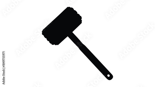 Black silhouette of a meat tenderizer mallet isolated on white background