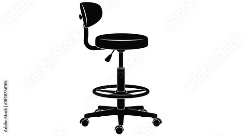 Black silhouette of a modern adjustable office chair on a isolated on white background