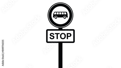 Flat vector bus stop sign icon symbol with minimalist design isolated on white background