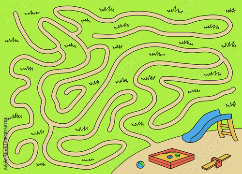 Playground maze graphic color sketch illustration vector