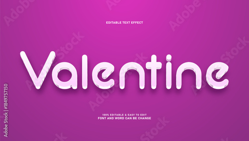 Valentine's Day 3D Text Effect: Editable Pink Glow Typography on Purple Background