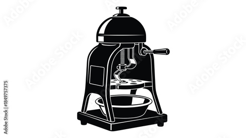 Black silhouette of a pizza oven on a isolated on white background