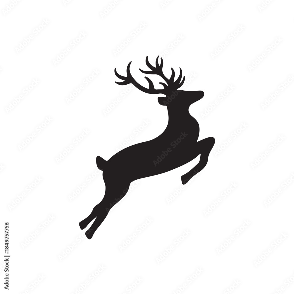 Fototapeta premium Majestic Stag Reindeer Silhouette with Large Antlers