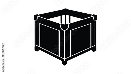 Black silhouette of a playpen on a isolated on white background