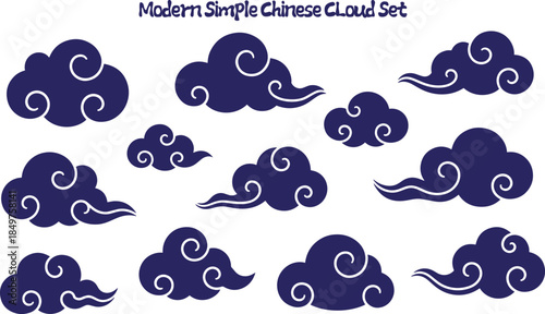Modern traditional cloud set chinese china japanese korean asian traditional illustrations calligraphy decorations element vector design for background and wallpaper 11