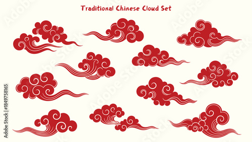 traditional cloud set chinese china japanese korean asian traditional illustrations calligraphy decorations element vector design for background and wallpaper 8
