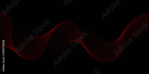Abstract background with dark black and red flowing wave lines creating dramatic modern visual effect.