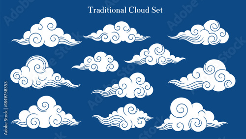 traditional cloud set chinese china japanese korean asian traditional illustrations calligraphy decorations element vector design for background and wallpaper 2