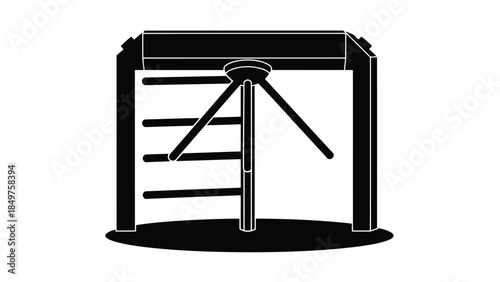 Black silhouette of a wind turbine model on a isolated on white background