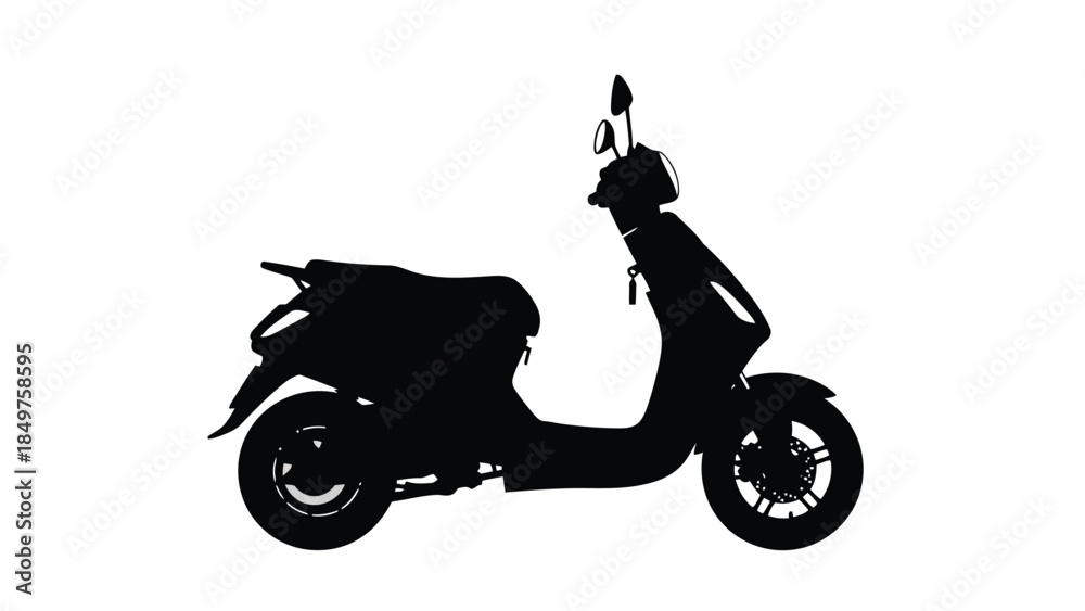Fototapeta premium Black silhouette of a scooter against a isolated on white background