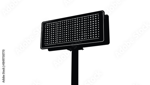 Black solar panel street light silhouette isolated on white background