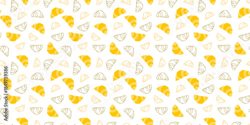 Bread pattern background. seamless pattern of bread. bakery doodle theme pattern. doodle croissant pattern illustration. croissant Vintage sketch style Food pattern For bakery packaging.