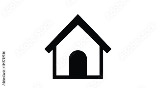 Minimalist black dog house icon symbol flat vector isolated on white background