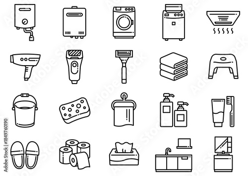 水廻りアイコン04　Bathroom/Kitchen Areas Icons