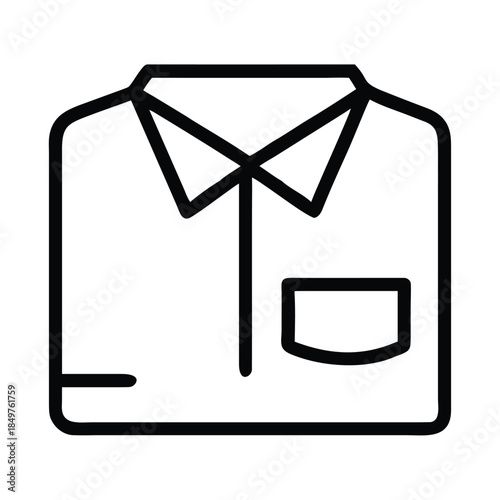 Simple black line icon representing a neatly folded formal dress shirt with a collar and pocket