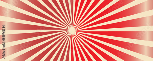 Circus background and spiral retro rays vector pattern. Vintage poster of red white sun or star burst radial lines with grunge texture, circus, carnival, summer fair or chapiteau backdrop,eps.10