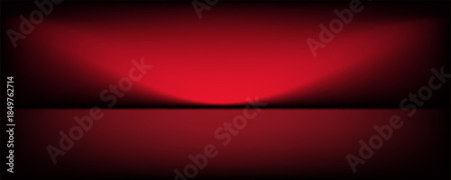 Red studio background. Abstract limbo podium studio room. Dark red gradient wall floor and spotlight scene. Showcase, promotion display. Vector stage mockup illustration,eps.10