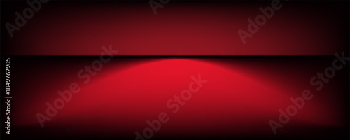 Red studio background. Abstract limbo podium studio room. Dark red gradient wall floor and spotlight scene. Showcase, promotion display. Vector stage mockup illustration,eps.10