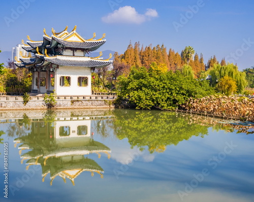 Autumn landscape of a Chinese park. China. Wenzhou.