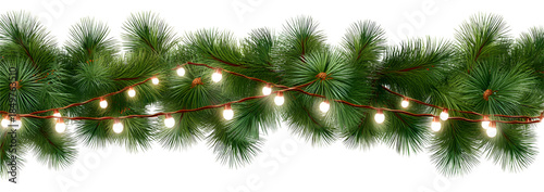 Christmas Garland with Lights Decoration – Pine Leaves and Glowing Fairy Lights Holiday Decor