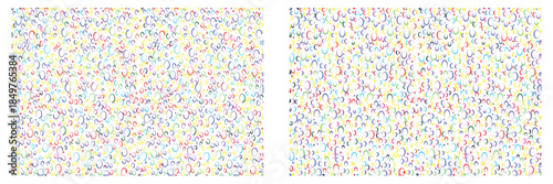 Abstract Seamless Pattern with Vibrant Colorful Circles and Artistic Geometric Doodles for Background.