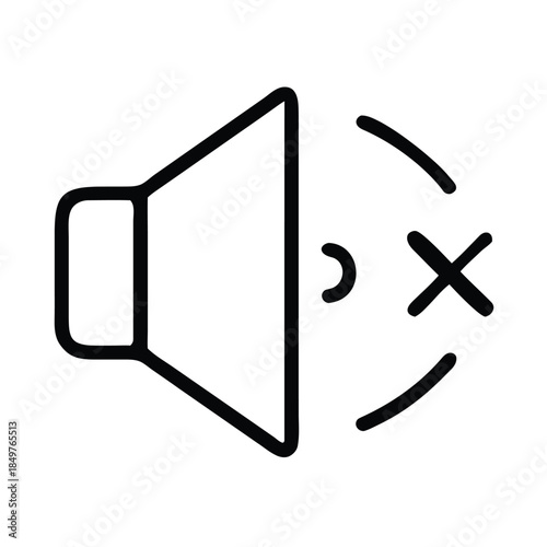 Simple black outline icon representing a muted or silent speaker volume control symbol