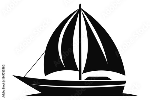 sailboat silhouette line art vector illustration
