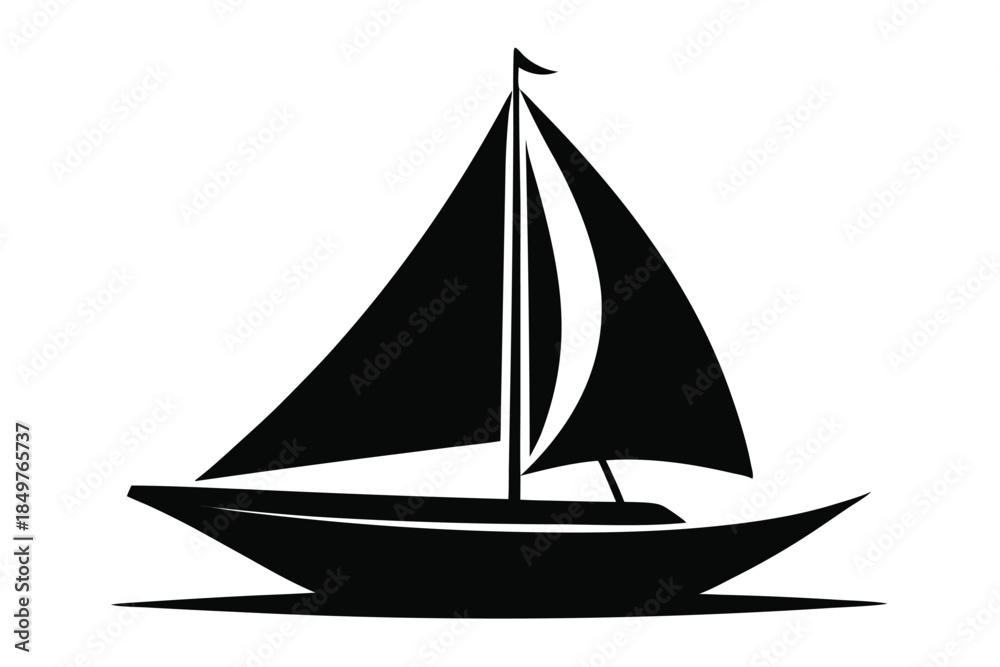 Fototapeta premium sailboat silhouette line art vector illustration