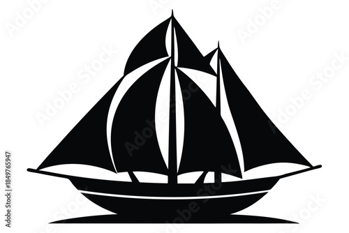 sailboat silhouette line art vector illustration