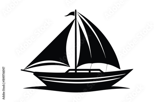 sailboat silhouette line art vector illustration