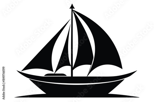 sailboat silhouette line art vector illustration