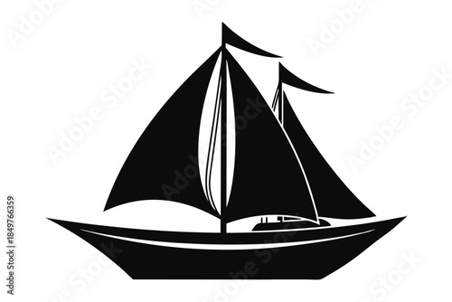 sailboat silhouette line art vector illustration