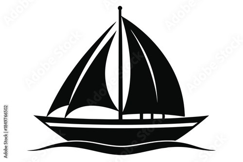 sailboat silhouette line art vector illustration