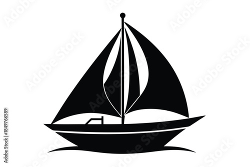 sailboat silhouette line art vector illustration