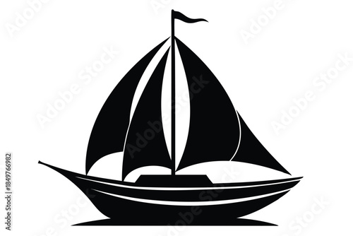 sailboat silhouette line art vector illustration