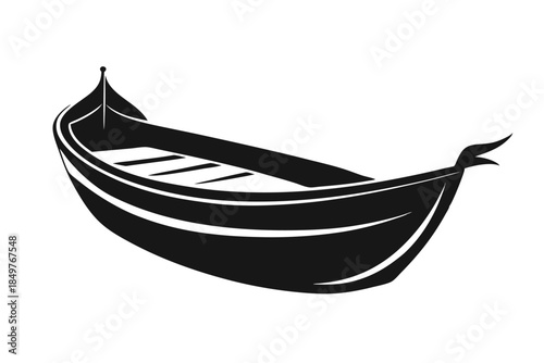 rowboat silhouette line art vector illustration