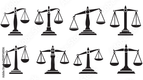 Collection of Scales of Justice in Various Styles for Legal and Justice Concepts