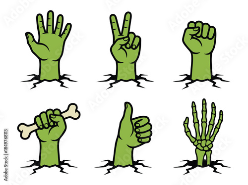 Zombie Hands Rising from the Ground Collection.