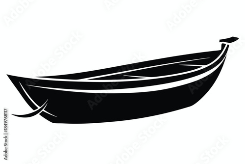 rowboat silhouette line art vector illustration