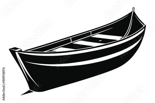 rowboat silhouette line art vector illustration