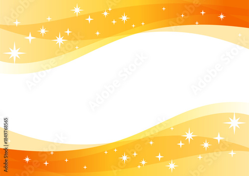 オレンジのグラデーション背景に輝く星のフレーム