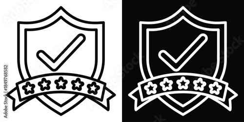 Verified line and glyph icon style on white and black background