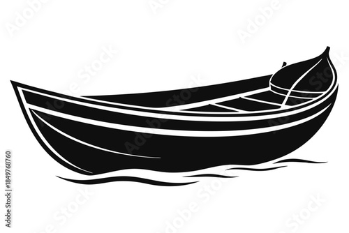 rowboat silhouette line art vector illustration
