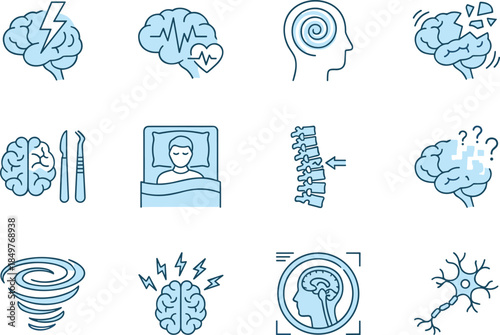 Dentistry Blue and Black Icon Set Vector, Oral Health Care Symbols, Dental Implants, Braces, X-Ray, Tools, Orthodontics, Stomatology Graphics Collection.
